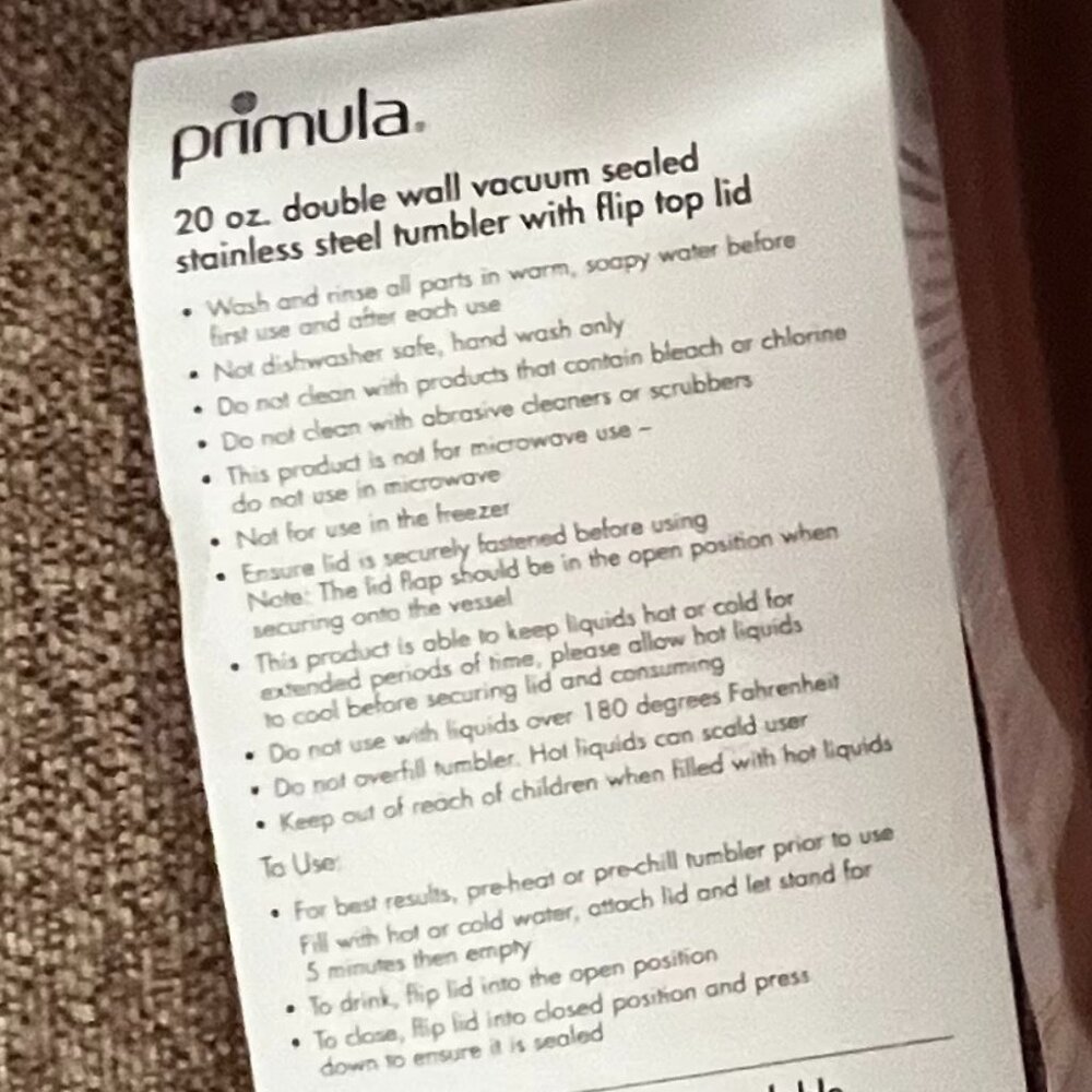 Never Used} Primula Silver Insulated Stainless Steel Tumbler /With Accessories - Picture 6 of 12